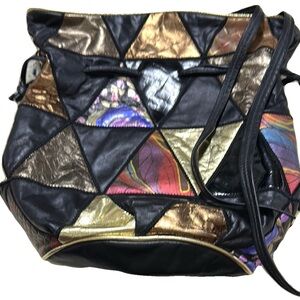 Black and Gold Geometric Shoulder Bag Vintage Bag Paris New York